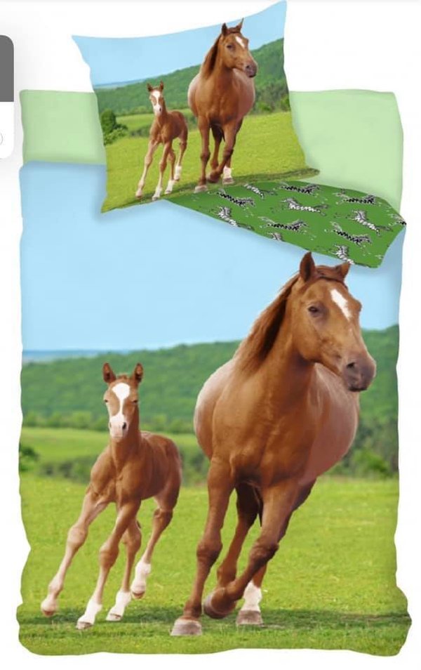 Tolle Pferdebettwäsche fürs große Bett in grün